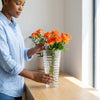 Textured Glass Vase with Beaded Geometric Pattern
