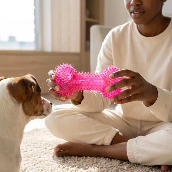 TPR Spiky Bone Dog Chew Toy with Squeaker