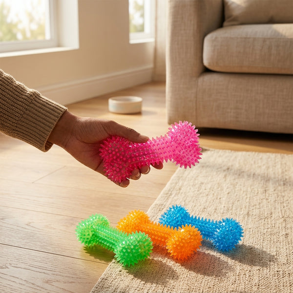 TPR Spiky Bone Dog Chew Toy with Squeaker