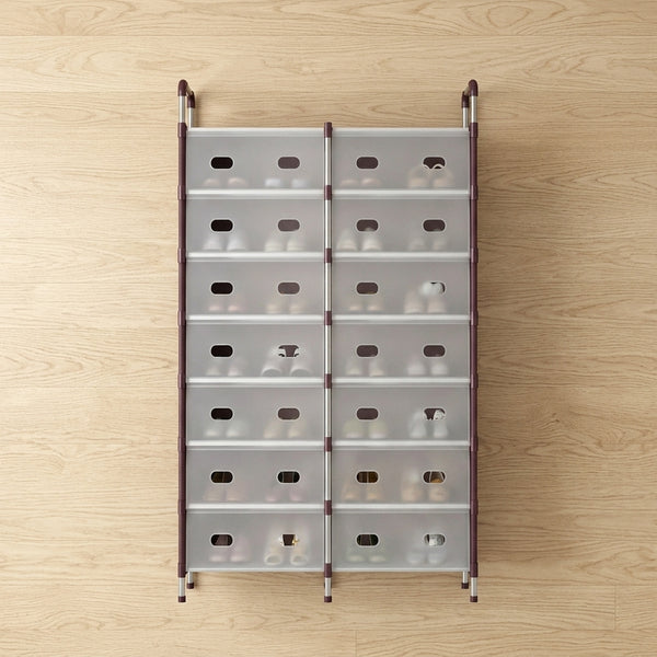 7 Layer Floor Standing Shoe Rack with Open Top Shelf