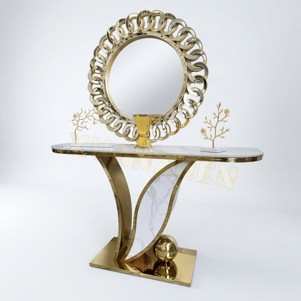 Prestige Golden Marble Console Table