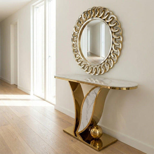 Prestige Golden Marble Console Table