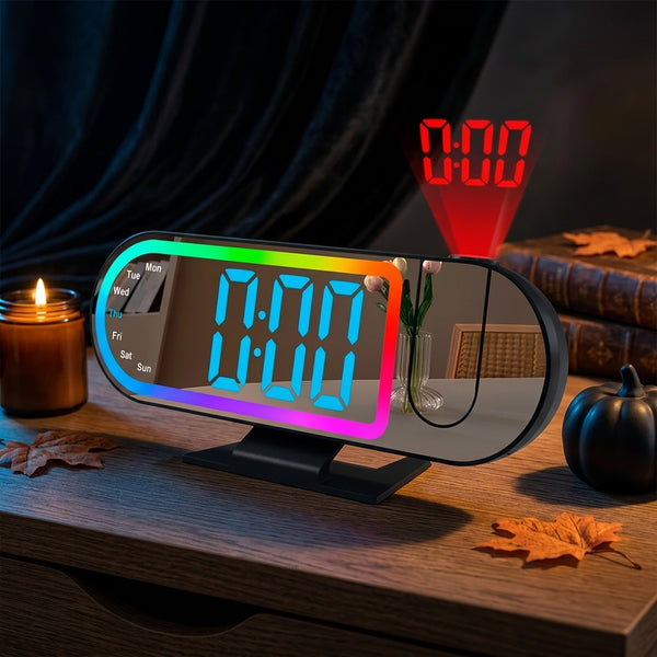 Digital Alarm Clock Projector LED RGB Display