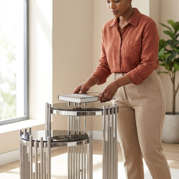 3 Piece Silver Display Stands for Home Living