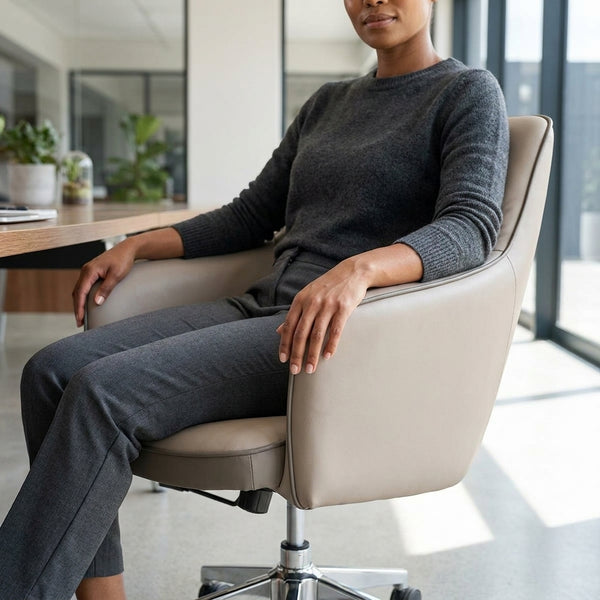 Off White Ergonomic Middle Back Office Chair