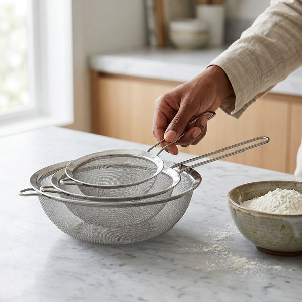 3-Piece Stainless Steel Fine Mesh Strainer Set