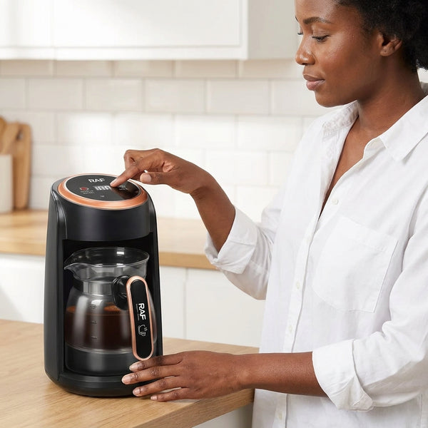 Electric Turkish Coffee Maker with Glass Carafe and Touch Controls