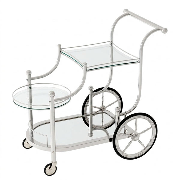 Multi-Level Silver Bar Cart for Serving