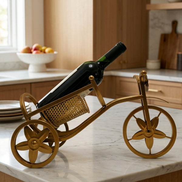 Gold Bicycle Wine Bottle Holder and Display Stand