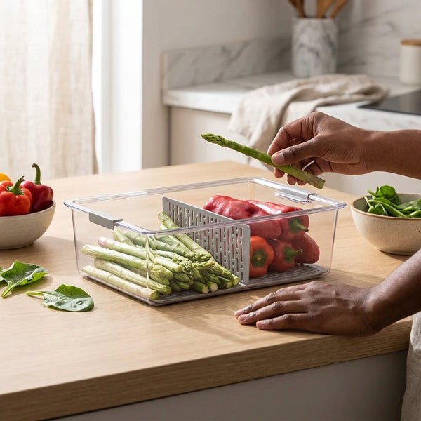 Two-Compartment Fruit & Vegetable Storage Box
