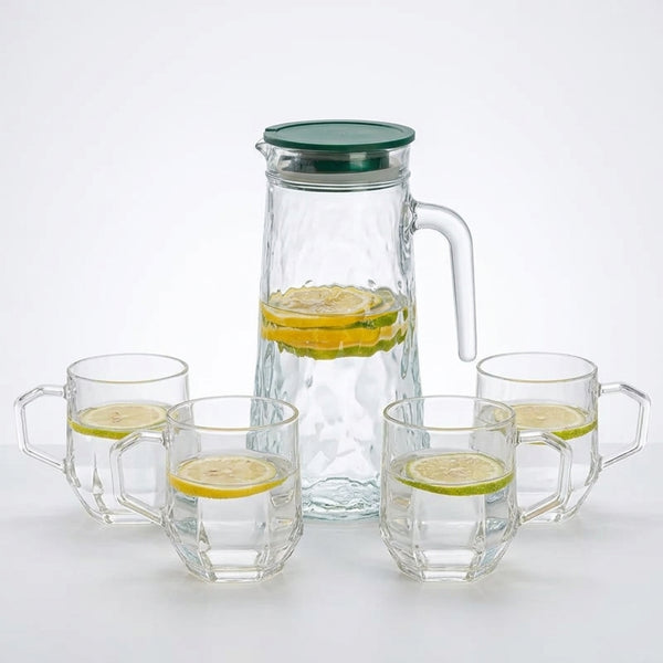 5-Piece Elegant Glass Water Pitcher Set