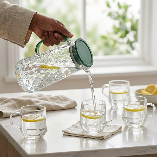 5-Piece Elegant Glass Water Pitcher Set
