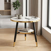 Round Marble Effect Side Table with Gold Trim and Lower Shelf