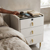 Modern Minimalist Solid Wood Wireless Nightstand with Storage Cabinet