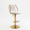 Adjustable Bar Stool with Boucle Seat and Gold Frame