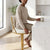 Adjustable Bar Stool with Boucle Seat and Gold Frame