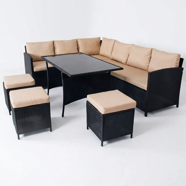 Modern Iron PE Rattan Outdoor Furniture Set