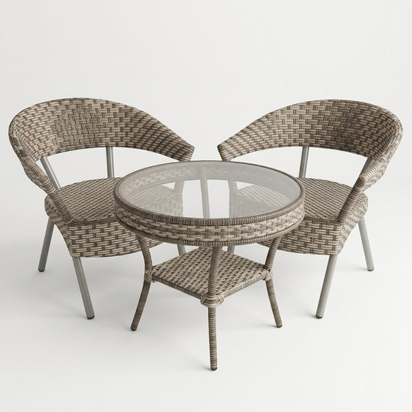 3 Piece Rattan Weave Outdoor Bistro Set