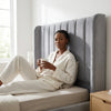 Modern Velvet Wingback Headboard with Bold Design