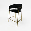 Upholstered Bar Stool with Curved Back and Metal Frame