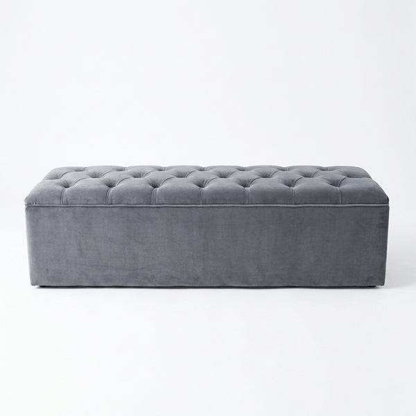 Button-Tufted Crushed Velvet Blanket Box