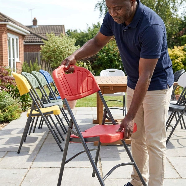 Foldable Plastic Outdoor Chair with Metal Frame