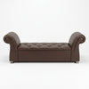 Button-Tufted Rolled-Arm Storage Bench