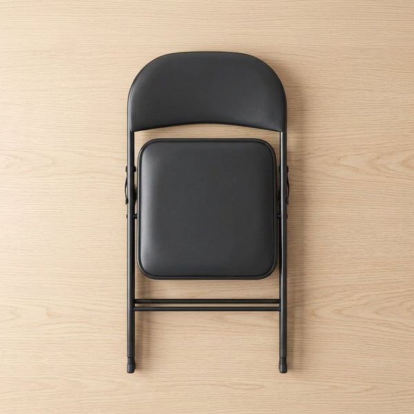 Black Padded Folding Chair with Steel Frame