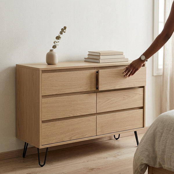 6 Drawer Wooden Chest of Drawers