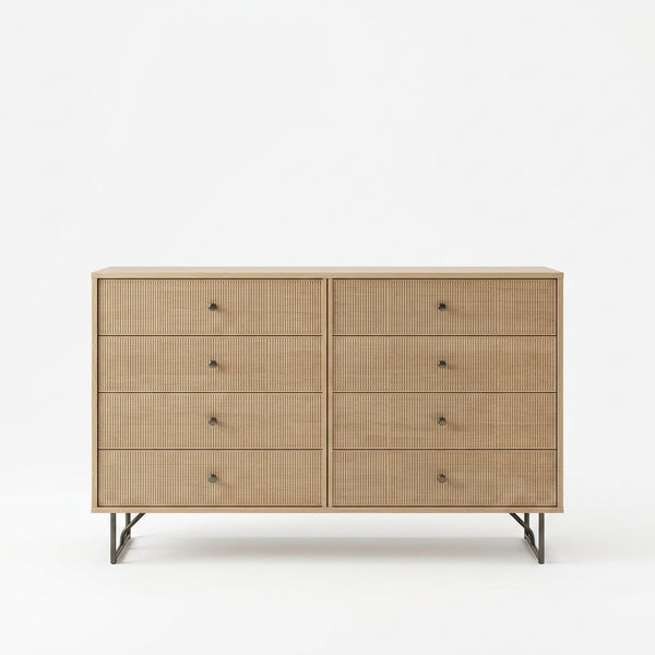 8 Drawer Fluted Wooden Dresser