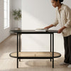 Stylish Modern Console Table with Woven Storage Shelf