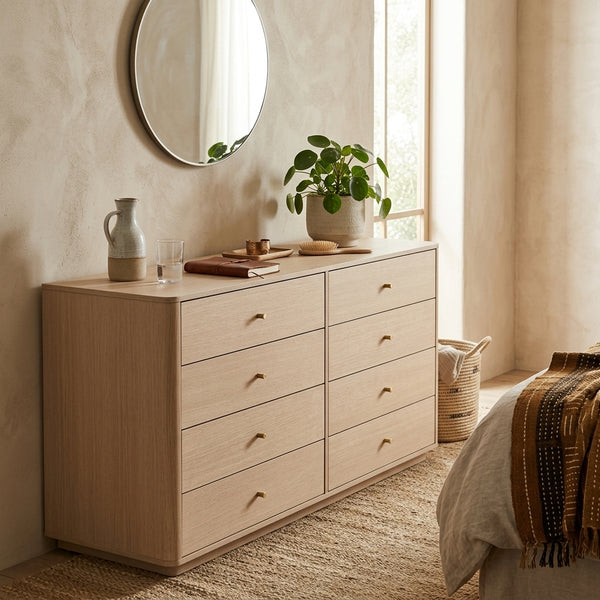 8 Drawer Fluted Wooden Dresser