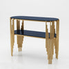 Modern Two-Tier Console Table with Decorative Metal Frame