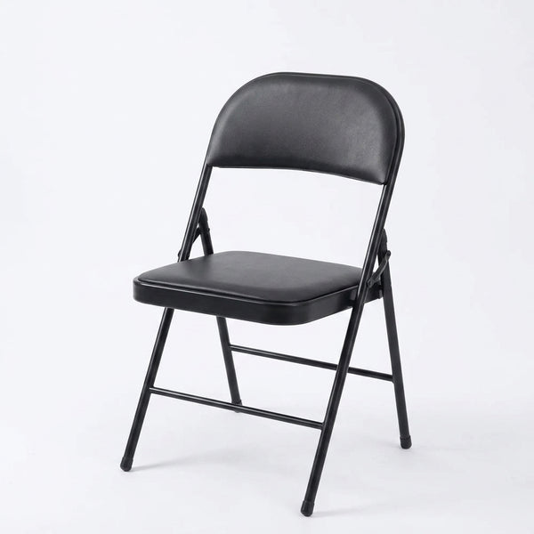 Black Padded Folding Chair with Steel Frame