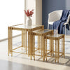 3-Piece Nesting Side Table Set with Decorative Metal Frame