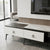 Stylish Modern Marble-Top TV Stand with Ample Storage featuring a sleek design and spacious drawers.