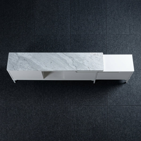 Stylish Modern Marble-Top TV Stand for a Chic Living Room