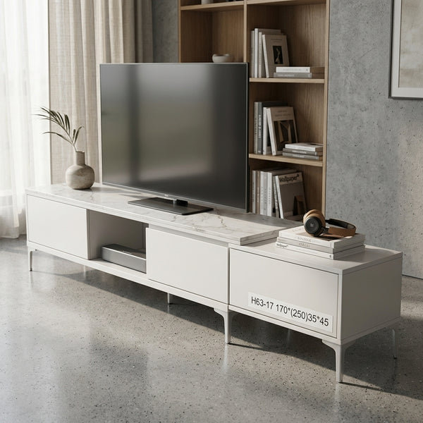 Stylish Modern Marble-Top TV Stand for a Chic Living Room