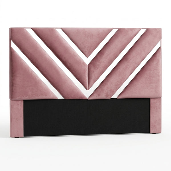 Glamorous Chevron Channel Headboard with Velvet & Metal