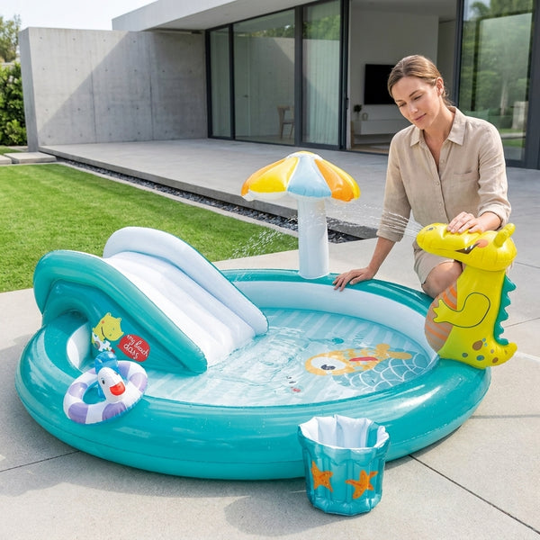 Crocodile Play Center Inflatable Spray Slide