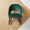 Emerald Green Velvet Dining Chair with Gold-Tipped Legs