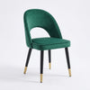 Emerald Green Velvet Dining Chair with Gold-Tipped Legs