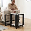 Marble End Table with 2-Tier Open Storage Shelves