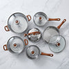12 Piece Pot Set Stainless Steel Base with Wooden Grain Finish