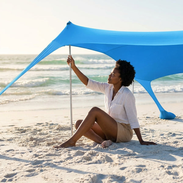 5 Pointed Aluminum Pop Up Beach Tent with Sand Anchor