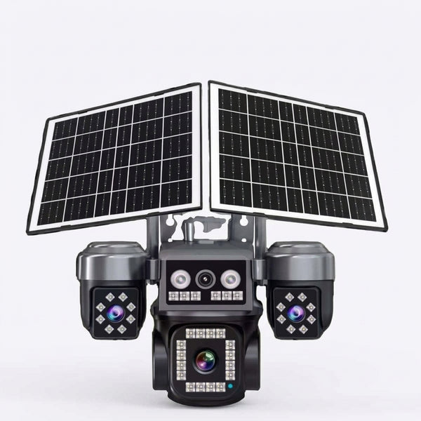 Solar-Powered 8MP Outdoor Dome Security Camera with Multi-Lens View