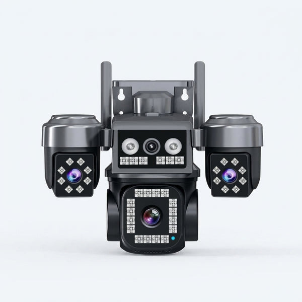 Solar-Powered Triple-Lens Outdoor PTZ Security Camera