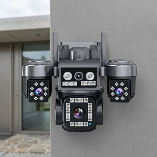 Solar-Powered Triple-Lens Outdoor PTZ Security Camera