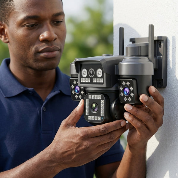 Solar-Powered Triple-Lens Outdoor PTZ Security Camera