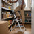 Modern 3-Step Folding Steel Stool with Storage Shelf